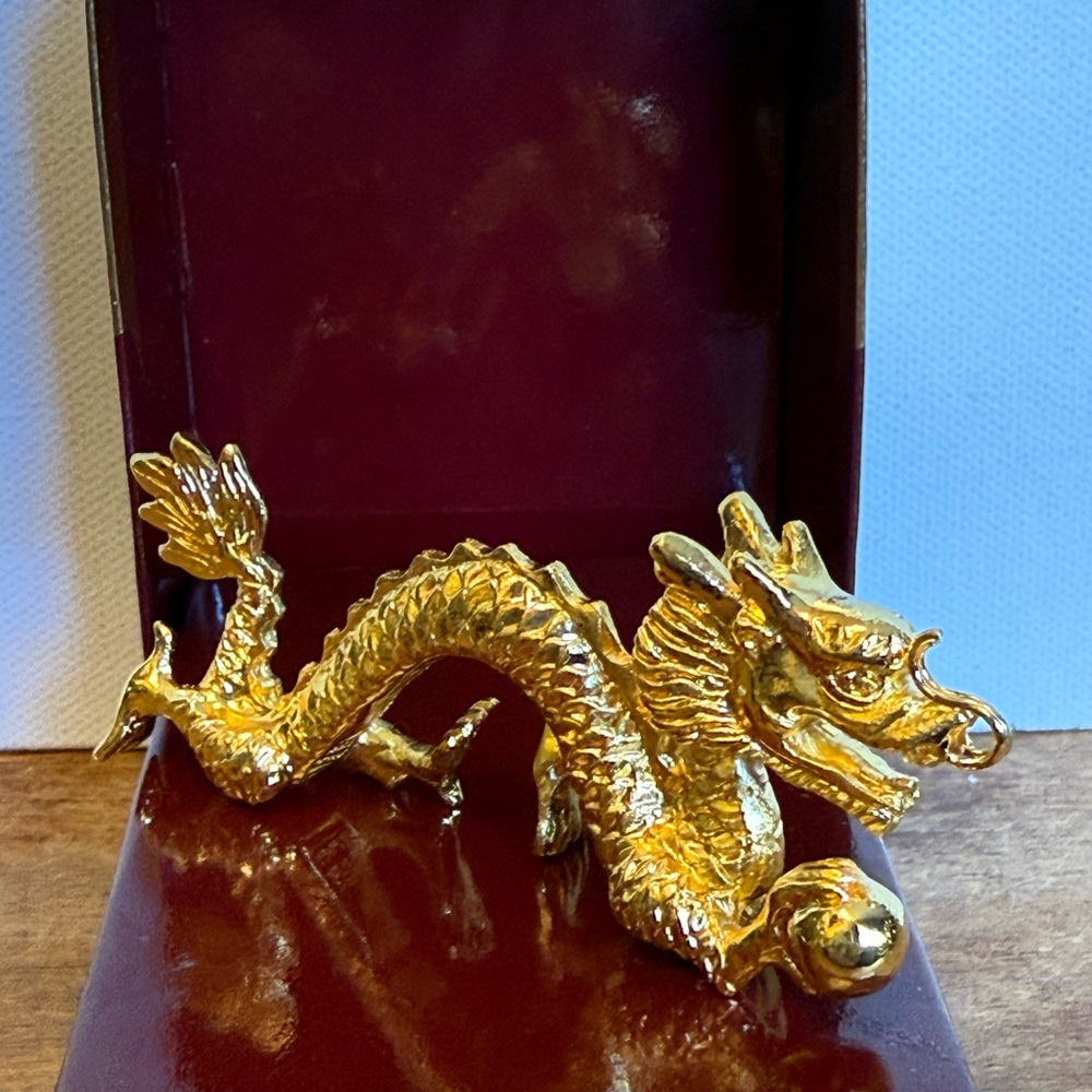 Risis Gold Dragon Pendant or Display